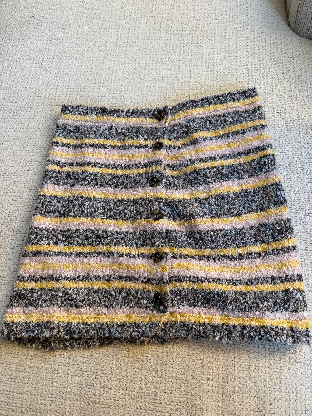 Urban Outfitters Striped Bouclé Mini Skirt in Gray, Pink & Yellow